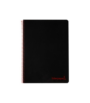 Cuaderno espiral liderpapel a4 wonder tapa plastico 80h 90gr cuadro 4mm con margen color negro