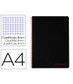 Cuaderno espiral liderpapel a4 wonder tapa plastico 80h 90gr cuadro 4mm con margen color negro