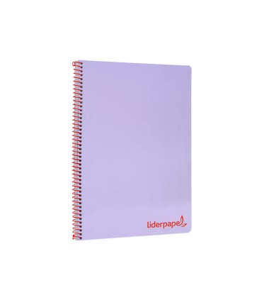 Cuaderno espiral liderpapel a4 wonder tapa plastico 80h 90gr cuadro 4mm con margen color violeta