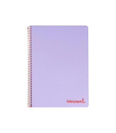 Cuaderno espiral liderpapel a4 wonder tapa plastico 80h 90gr cuadro 4mm con margen color violeta