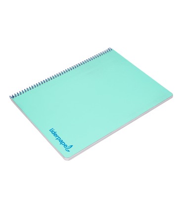 Cuaderno espiral liderpapel a4 wonder tapa plastico 80h 90gr cuadro 4mm con margen color verde