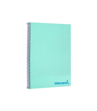 Cuaderno espiral liderpapel a4 wonder tapa plastico 80h 90gr cuadro 4mm con margen color verde