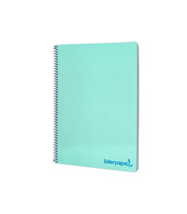 Cuaderno espiral liderpapel a4 wonder tapa plastico 80h 90gr cuadro 4mm con margen color verde