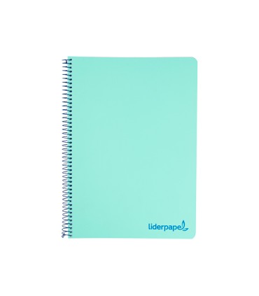 Cuaderno espiral liderpapel a4 wonder tapa plastico 80h 90gr cuadro 4mm con margen color verde