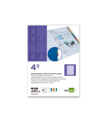 Separador liderpapel plastico juego de 5 separadores cuarto 11 taladros