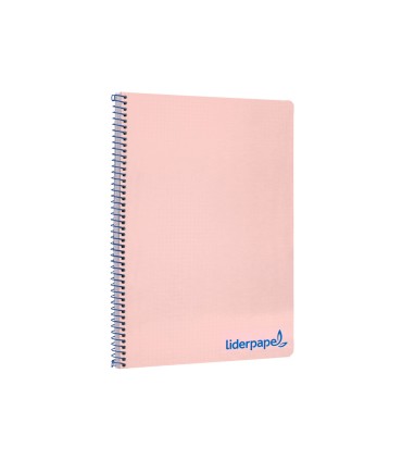 Cuaderno espiral liderpapel a4 wonder tapa plastico 80h 90gr cuadro 4mm con margen color rosa