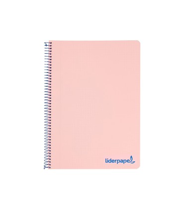 Cuaderno espiral liderpapel a4 wonder tapa plastico 80h 90gr cuadro 4mm con margen color rosa