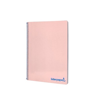 Cuaderno espiral liderpapel a4 wonder tapa plastico 80h 90gr cuadro 4mm con margen color rosa