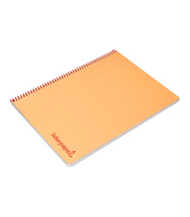 Cuaderno espiral liderpapel a4 wonder tapa plastico 80h 90gr cuadro 4mm con margen color naranja