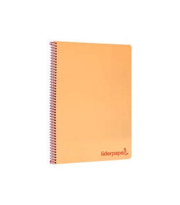 Cuaderno espiral liderpapel a4 wonder tapa plastico 80h 90gr cuadro 4mm con margen color naranja