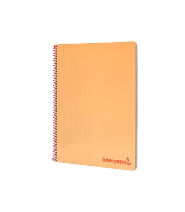 Cuaderno espiral liderpapel a4 wonder tapa plastico 80h 90gr cuadro 4mm con margen color naranja