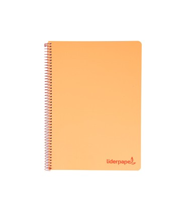 Cuaderno espiral liderpapel a4 wonder tapa plastico 80h 90gr cuadro 4mm con margen color naranja