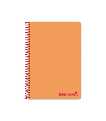 Cuaderno espiral liderpapel a4 wonder tapa plastico 80h 90gr cuadro 4mm con margen color naranja