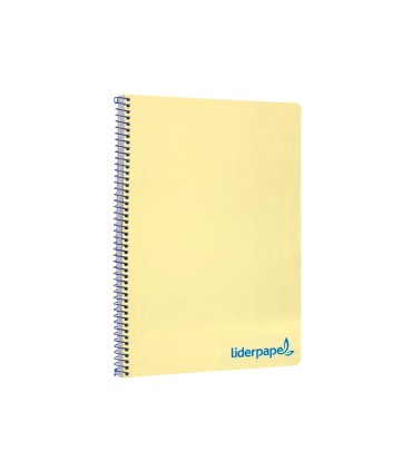 Cuaderno espiral liderpapel a4 wonder tapa plastico 80h 90gr cuadro 4mm con margen color amarillo