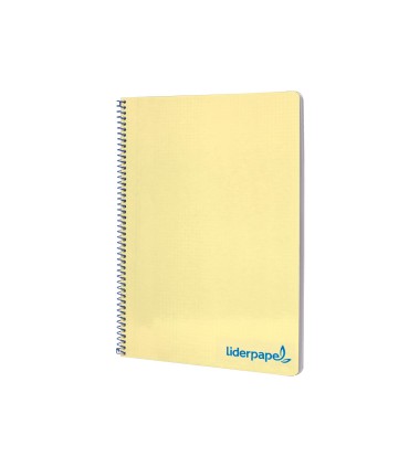 Cuaderno espiral liderpapel a4 wonder tapa plastico 80h 90gr cuadro 4mm con margen color amarillo