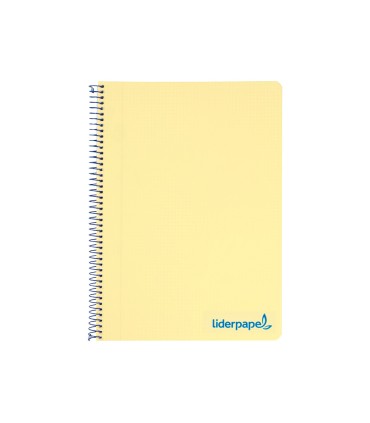 Cuaderno espiral liderpapel a4 wonder tapa plastico 80h 90gr cuadro 4mm con margen color amarillo