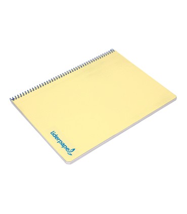 Cuaderno espiral liderpapel a4 wonder tapa plastico 80h 90gr cuadro 4mm con margen color amarillo