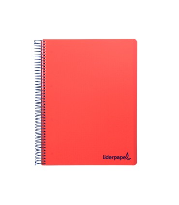 Cuaderno espiral liderpapel a4 micro wonder tapa plastico 120h 90 gr cuadro 5 mm 5 bandas 4 taladros color rojo