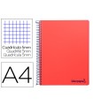 Cuaderno espiral liderpapel a4 micro wonder tapa plastico 120h 90 gr cuadro 5 mm 5 bandas 4 taladros color rojo