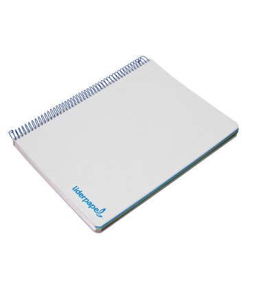 Cuaderno espiral liderpapel a4 micro wonder tapa plastico 120h 90 gr cuadro 5 mm 5 bandas 4 taladros color gris