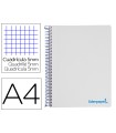 Cuaderno espiral liderpapel a4 micro wonder tapa plastico 120h 90 gr cuadro 5 mm 5 bandas 4 taladros color gris