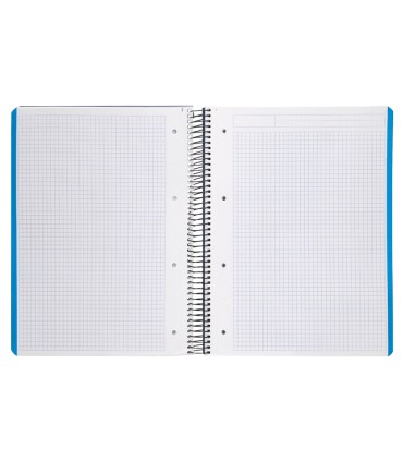 Cuaderno espiral liderpapel a4 micro wonder tapa plastico 120h 90 gr cuadro 5 mm 5 banda4 taladros color azul marino