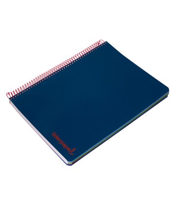 Cuaderno espiral liderpapel a4 micro wonder tapa plastico 120h 90 gr cuadro 5 mm 5 banda4 taladros color azul marino