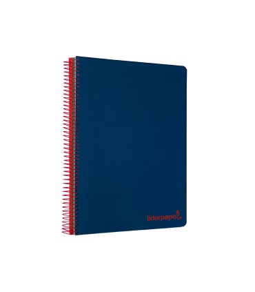 Cuaderno espiral liderpapel a4 micro wonder tapa plastico 120h 90 gr cuadro 5 mm 5 banda4 taladros color azul marino