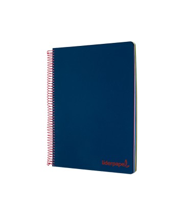 Cuaderno espiral liderpapel a4 micro wonder tapa plastico 120h 90 gr cuadro 5 mm 5 banda4 taladros color azul marino