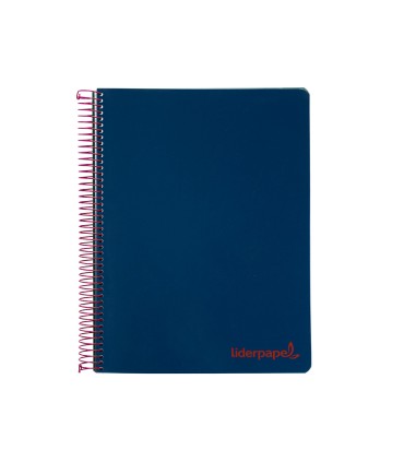 Cuaderno espiral liderpapel a4 micro wonder tapa plastico 120h 90 gr cuadro 5 mm 5 banda4 taladros color azul marino