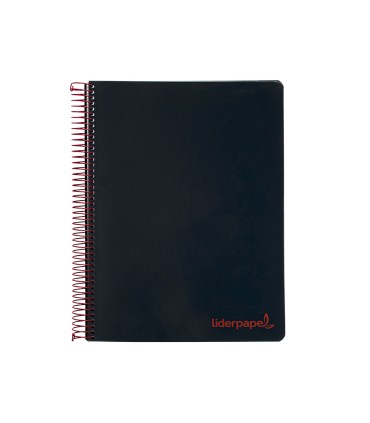 Cuaderno espiral liderpapel a4 micro wonder tapa plastico 120h 90 gr cuadro 5 mm 5 bandas 4 taladros color negro