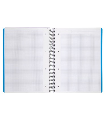 Cuaderno espiral liderpapel a4 micro wonder tapa plastico 120h 90 gr cuadro 5 mm 5 banda4 taladros color lila