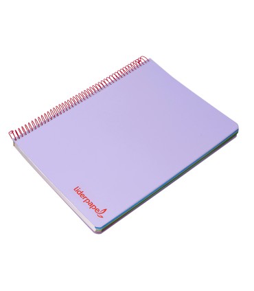 Cuaderno espiral liderpapel a4 micro wonder tapa plastico 120h 90 gr cuadro 5 mm 5 banda4 taladros color lila