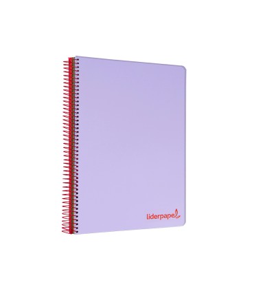 Cuaderno espiral liderpapel a4 micro wonder tapa plastico 120h 90 gr cuadro 5 mm 5 banda4 taladros color lila