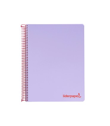 Cuaderno espiral liderpapel a4 micro wonder tapa plastico 120h 90 gr cuadro 5 mm 5 banda4 taladros color lila