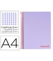 Cuaderno espiral liderpapel a4 micro wonder tapa plastico 120h 90 gr cuadro 5 mm 5 banda4 taladros color lila