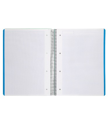 Cuaderno espiral liderpapel a4 micro wonder tapa plastico 120h 90 gr cuadro 5 mm 5 bandas 4 taladros color verde