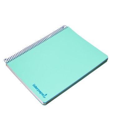 Cuaderno espiral liderpapel a4 micro wonder tapa plastico 120h 90 gr cuadro 5 mm 5 bandas 4 taladros color verde