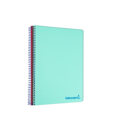 Cuaderno espiral liderpapel a4 micro wonder tapa plastico 120h 90 gr cuadro 5 mm 5 bandas 4 taladros color verde