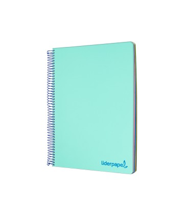 Cuaderno espiral liderpapel a4 micro wonder tapa plastico 120h 90 gr cuadro 5 mm 5 bandas 4 taladros color verde