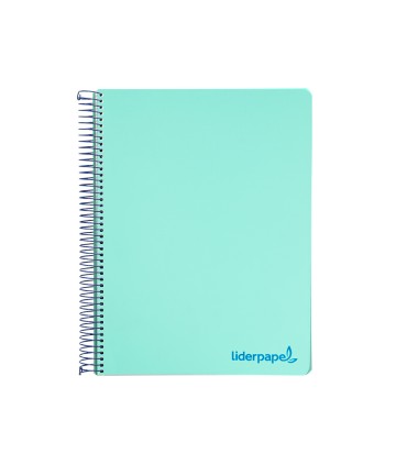 Cuaderno espiral liderpapel a4 micro wonder tapa plastico 120h 90 gr cuadro 5 mm 5 bandas 4 taladros color verde