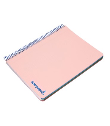 Cuaderno espiral liderpapel a4 micro wonder tapa plastico 120h 90 gr cuadro 5 mm 5 bandas 4 taladros color rosa