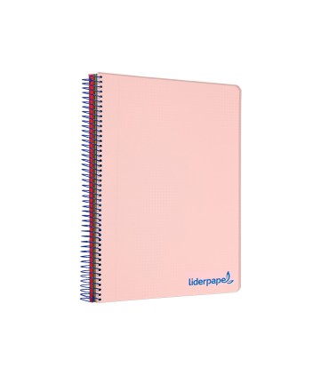 Cuaderno espiral liderpapel a4 micro wonder tapa plastico 120h 90 gr cuadro 5 mm 5 bandas 4 taladros color rosa