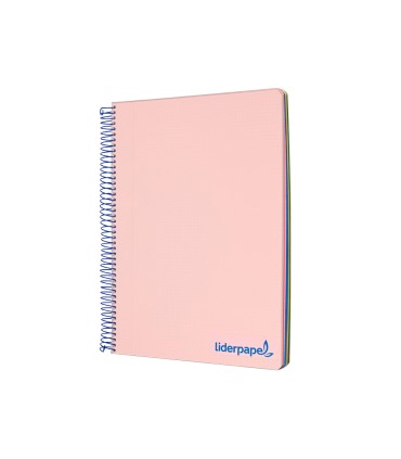 Cuaderno espiral liderpapel a4 micro wonder tapa plastico 120h 90 gr cuadro 5 mm 5 bandas 4 taladros color rosa