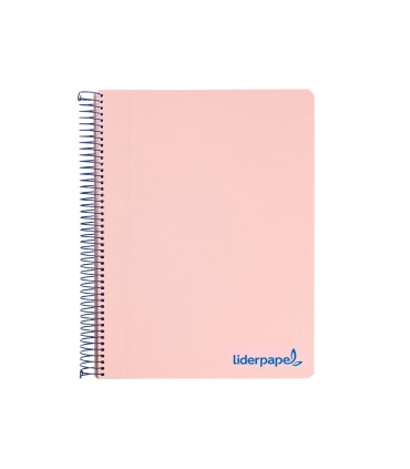 Cuaderno espiral liderpapel a4 micro wonder tapa plastico 120h 90 gr cuadro 5 mm 5 bandas 4 taladros color rosa