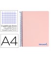 Cuaderno espiral liderpapel a4 micro wonder tapa plastico 120h 90 gr cuadro 5 mm 5 bandas 4 taladros color rosa