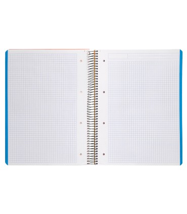 Cuaderno espiral liderpapel a4 micro wonder tapa plastico 120h 90 gr cuadro 5 mm 5 banda4 taladros color naranja