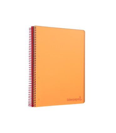 Cuaderno espiral liderpapel a4 micro wonder tapa plastico 120h 90 gr cuadro 5 mm 5 banda4 taladros color naranja