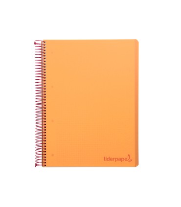 Cuaderno espiral liderpapel a4 micro wonder tapa plastico 120h 90 gr cuadro 5 mm 5 banda4 taladros color naranja