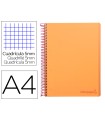 Cuaderno espiral liderpapel a4 micro wonder tapa plastico 120h 90 gr cuadro 5 mm 5 banda4 taladros color naranja